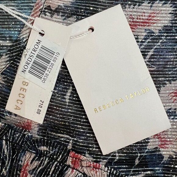 Rebecca Taylor Silk Top Flutter Sleeve Size S Floral Sheer Coquette Romantic - Picture 5 of 13